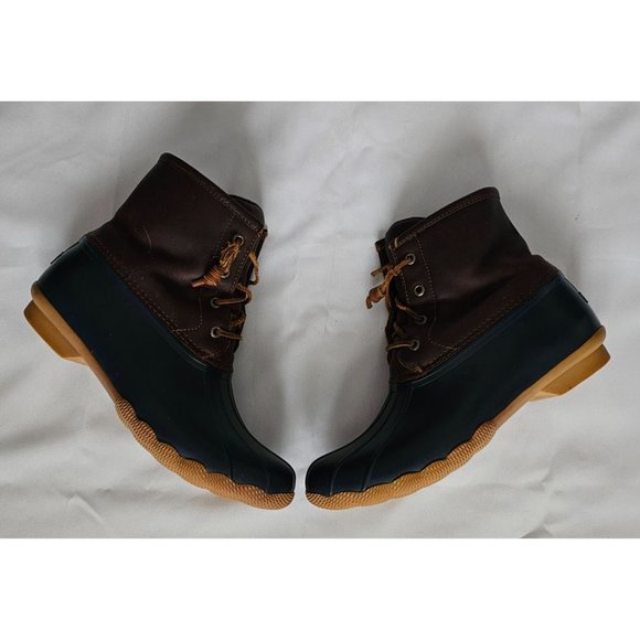 Sperry Women's Tan/Navy All-Weather Leather Saltwater Core Duck Boots Size 9M - Picture 4 of 16